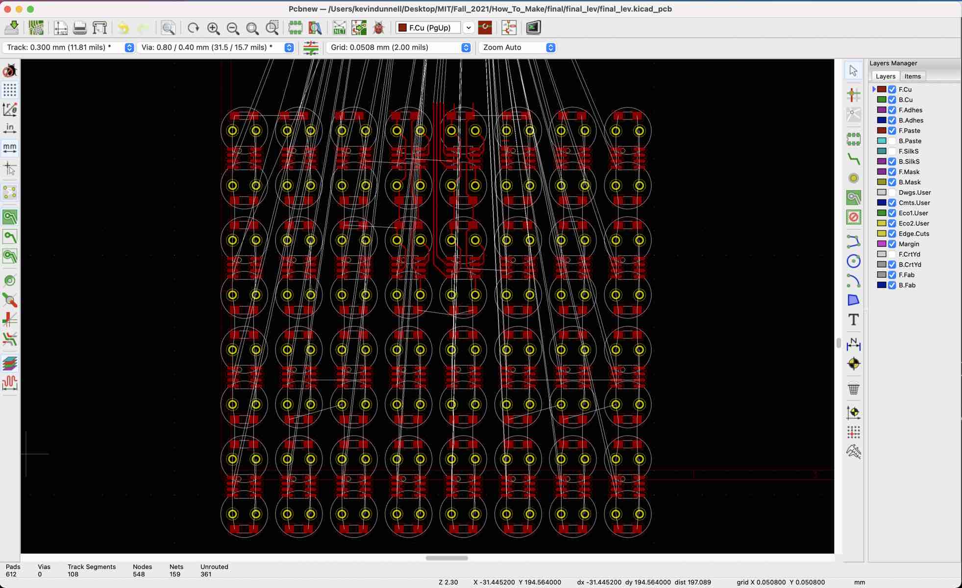 PCB layout routed