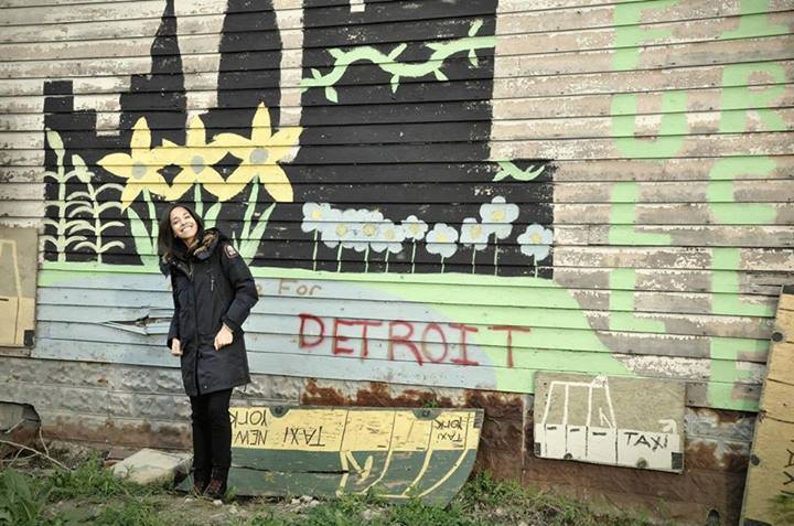 Standing in front of the Heidelberg Project murals