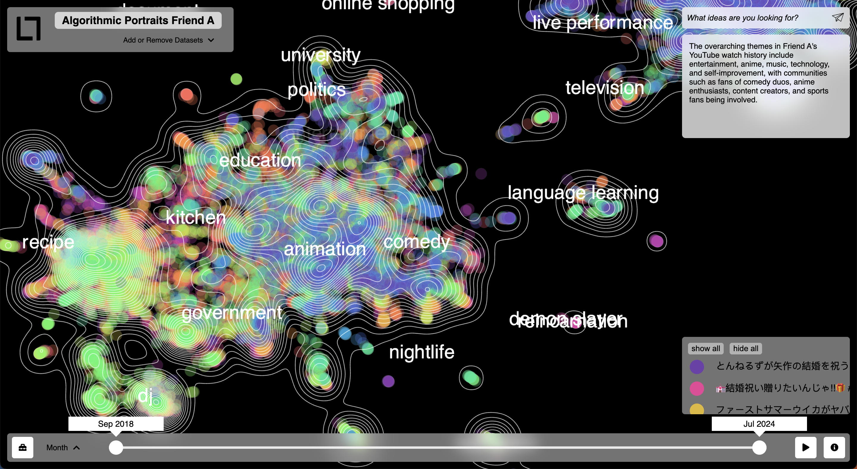 Algorithmic Mirror YouTube watch history