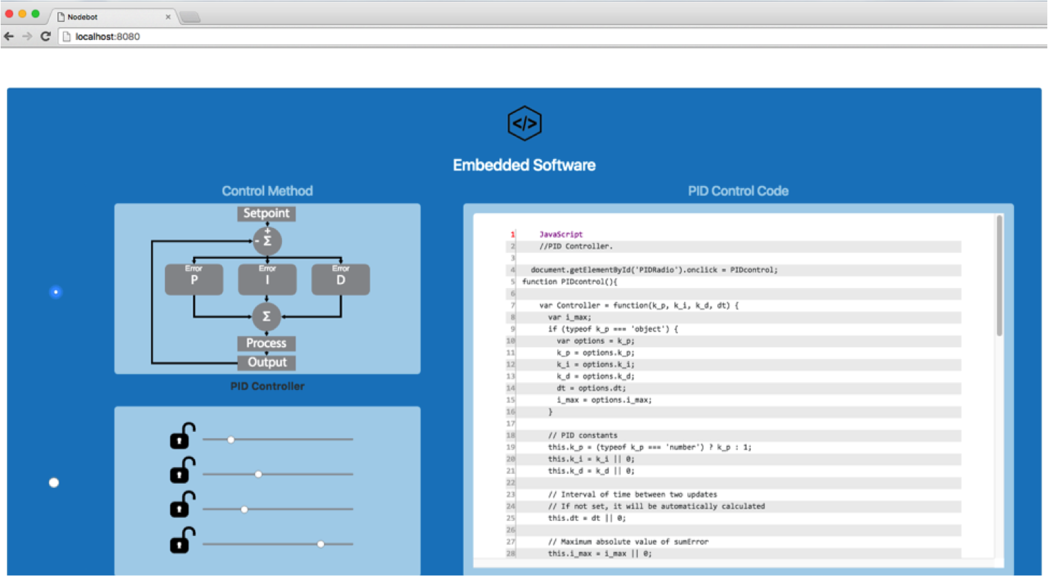 Embedded software panel