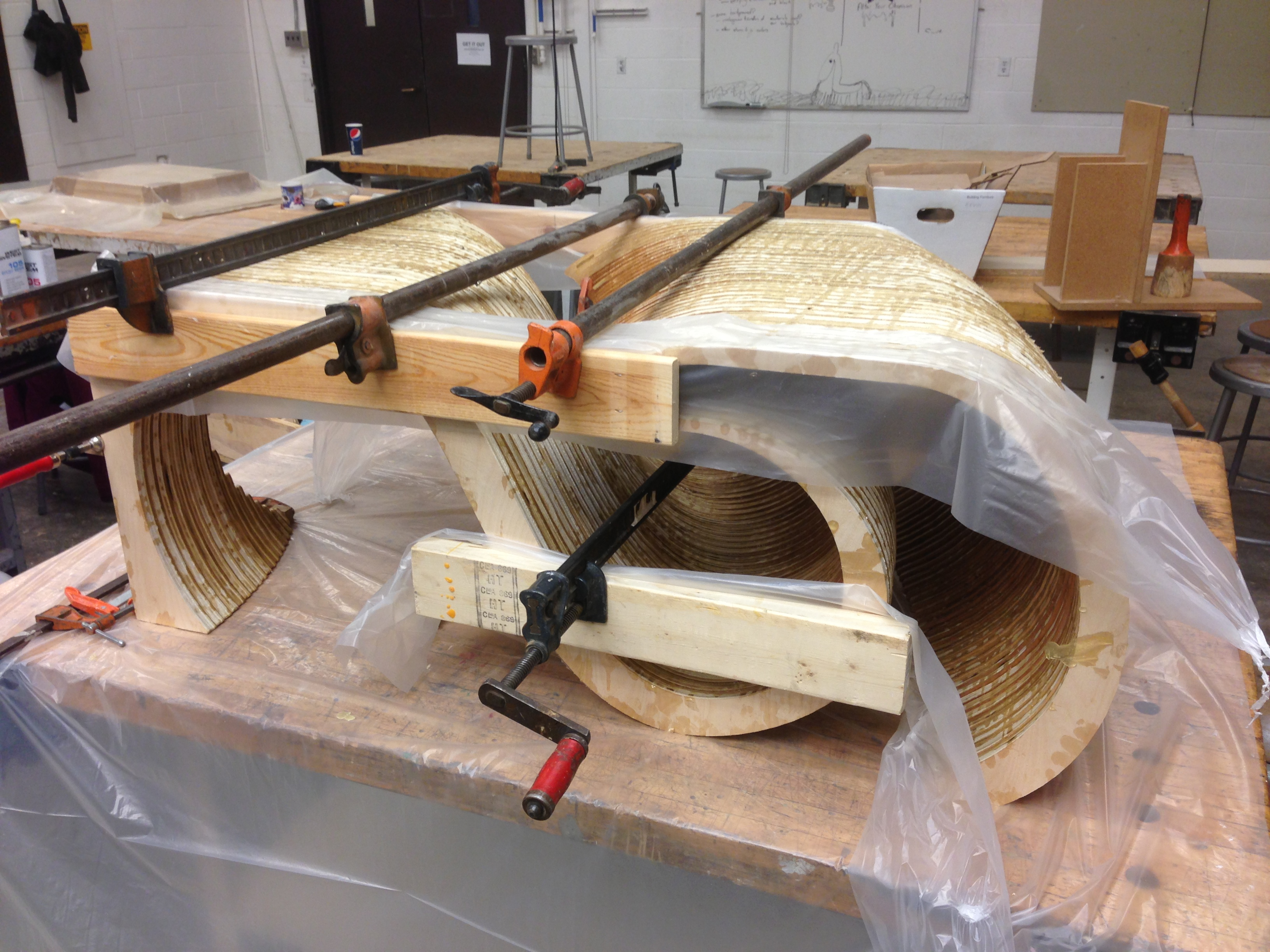 Glue-up with bar clamps